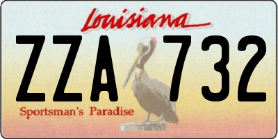 LA license plate ZZA732