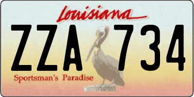 LA license plate ZZA734