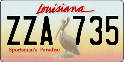 LA license plate ZZA735