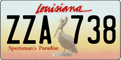 LA license plate ZZA738