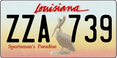 LA license plate ZZA739