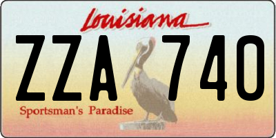 LA license plate ZZA740