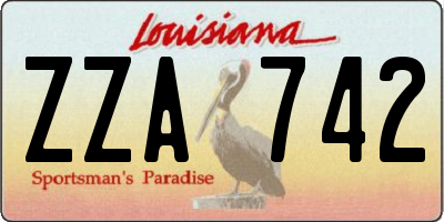 LA license plate ZZA742