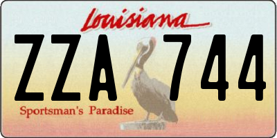 LA license plate ZZA744