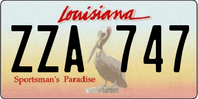 LA license plate ZZA747