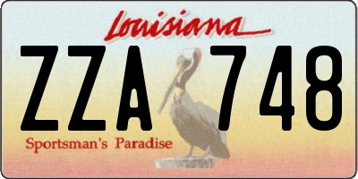 LA license plate ZZA748