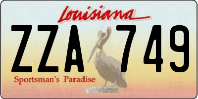 LA license plate ZZA749