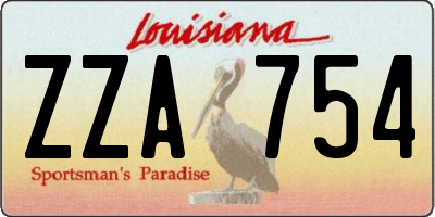 LA license plate ZZA754