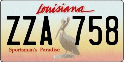 LA license plate ZZA758