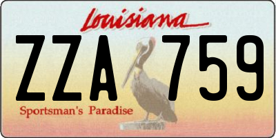 LA license plate ZZA759