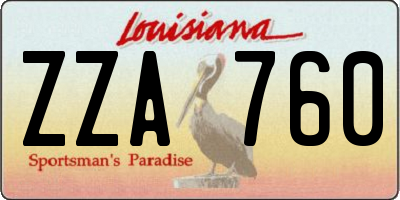 LA license plate ZZA760