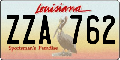 LA license plate ZZA762