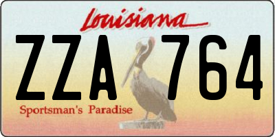 LA license plate ZZA764