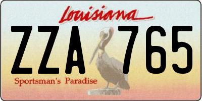 LA license plate ZZA765