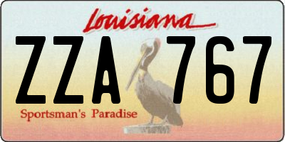 LA license plate ZZA767