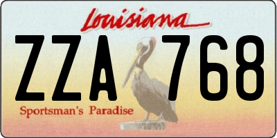 LA license plate ZZA768