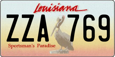 LA license plate ZZA769