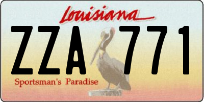 LA license plate ZZA771