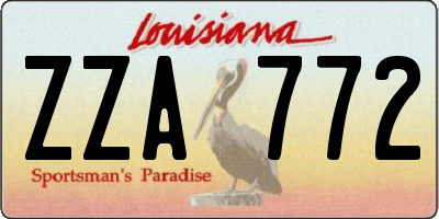 LA license plate ZZA772