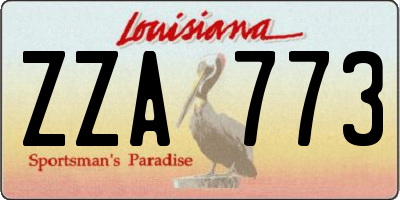 LA license plate ZZA773