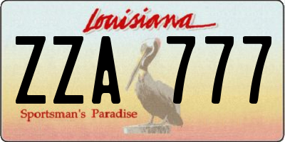 LA license plate ZZA777