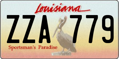 LA license plate ZZA779