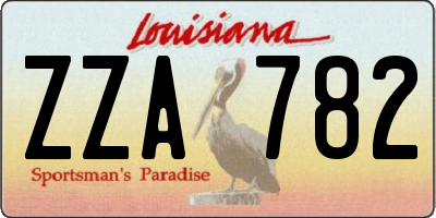 LA license plate ZZA782