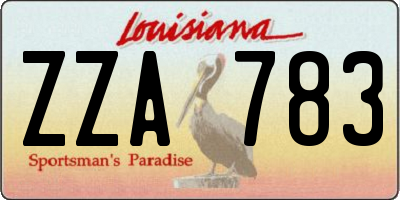 LA license plate ZZA783