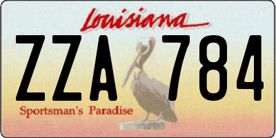 LA license plate ZZA784