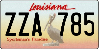 LA license plate ZZA785