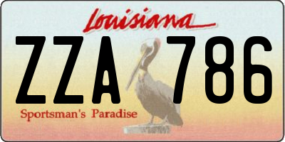 LA license plate ZZA786