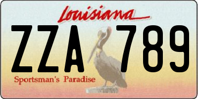 LA license plate ZZA789