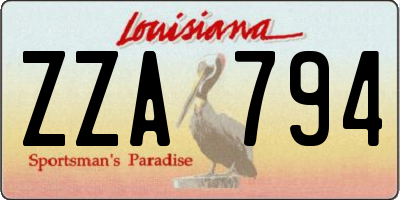 LA license plate ZZA794