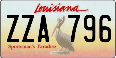 LA license plate ZZA796