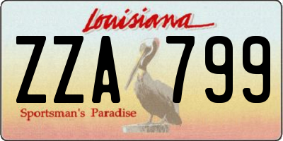 LA license plate ZZA799