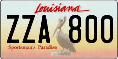 LA license plate ZZA800