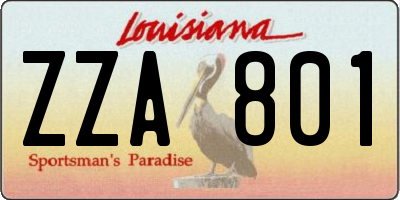 LA license plate ZZA801