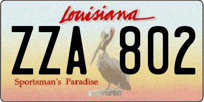 LA license plate ZZA802