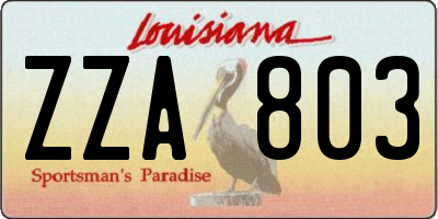 LA license plate ZZA803