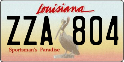 LA license plate ZZA804
