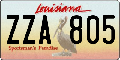 LA license plate ZZA805