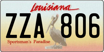 LA license plate ZZA806