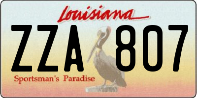 LA license plate ZZA807