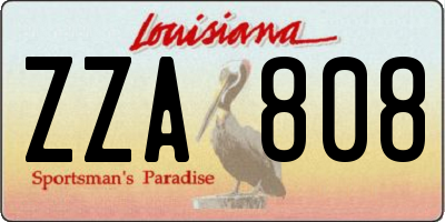 LA license plate ZZA808