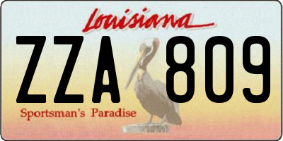 LA license plate ZZA809