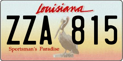 LA license plate ZZA815