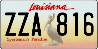 LA license plate ZZA816