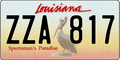 LA license plate ZZA817