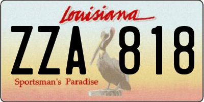 LA license plate ZZA818