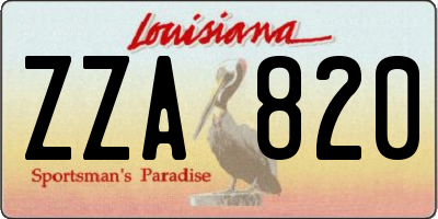 LA license plate ZZA820